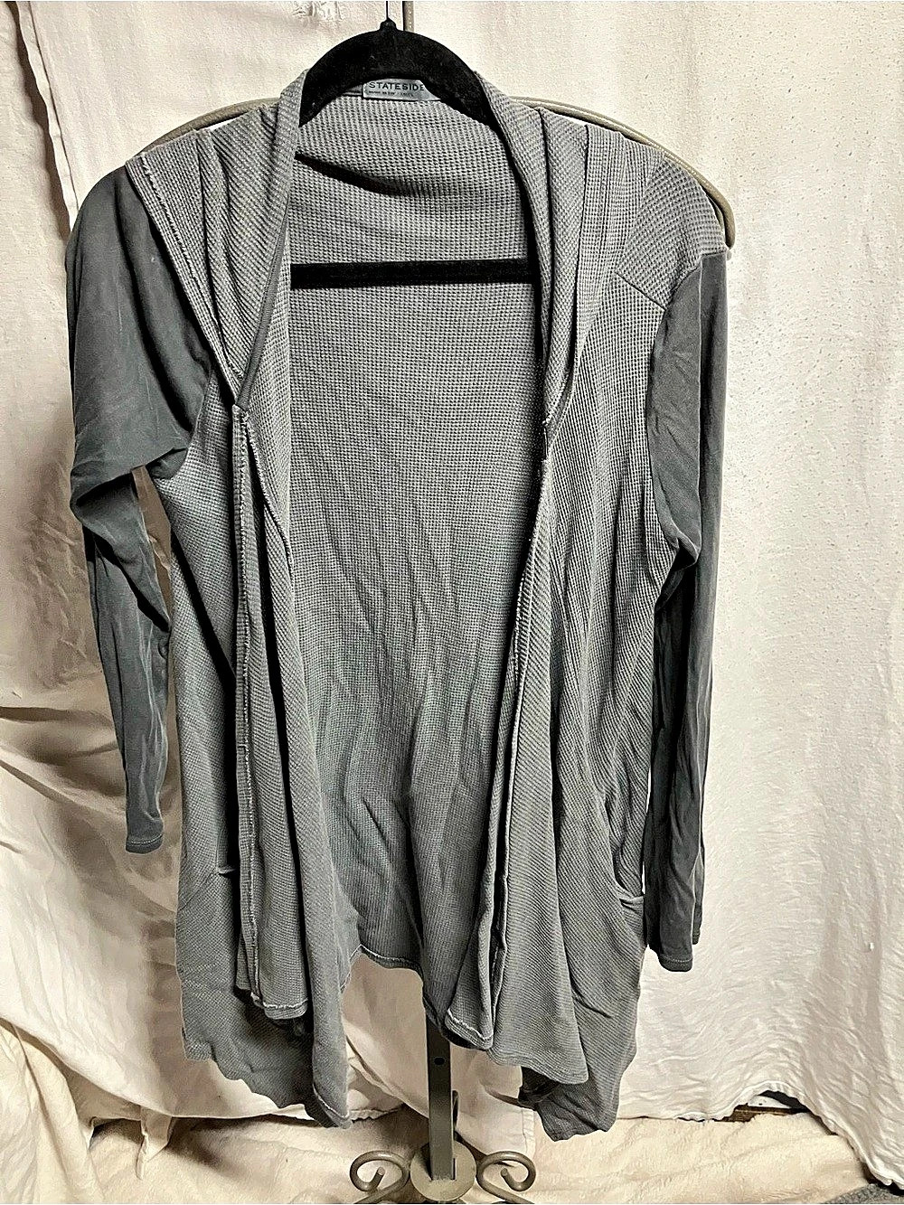 Stateside Gray Hooded Open Front Cardigan Size Medium